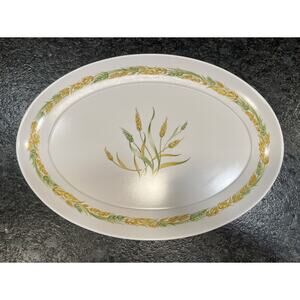 Vtg Brookpark 1521 Melamine Wheat Autumn Fall Thanksgiving Turkey Platter 21x15